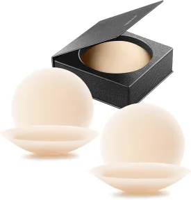 VOCH GALA Nipple Covers 2 Pairs-Seamless and Sheer Adhesive Silicone Nipple Pasties for Women Reusable, Sticky Breast Petals