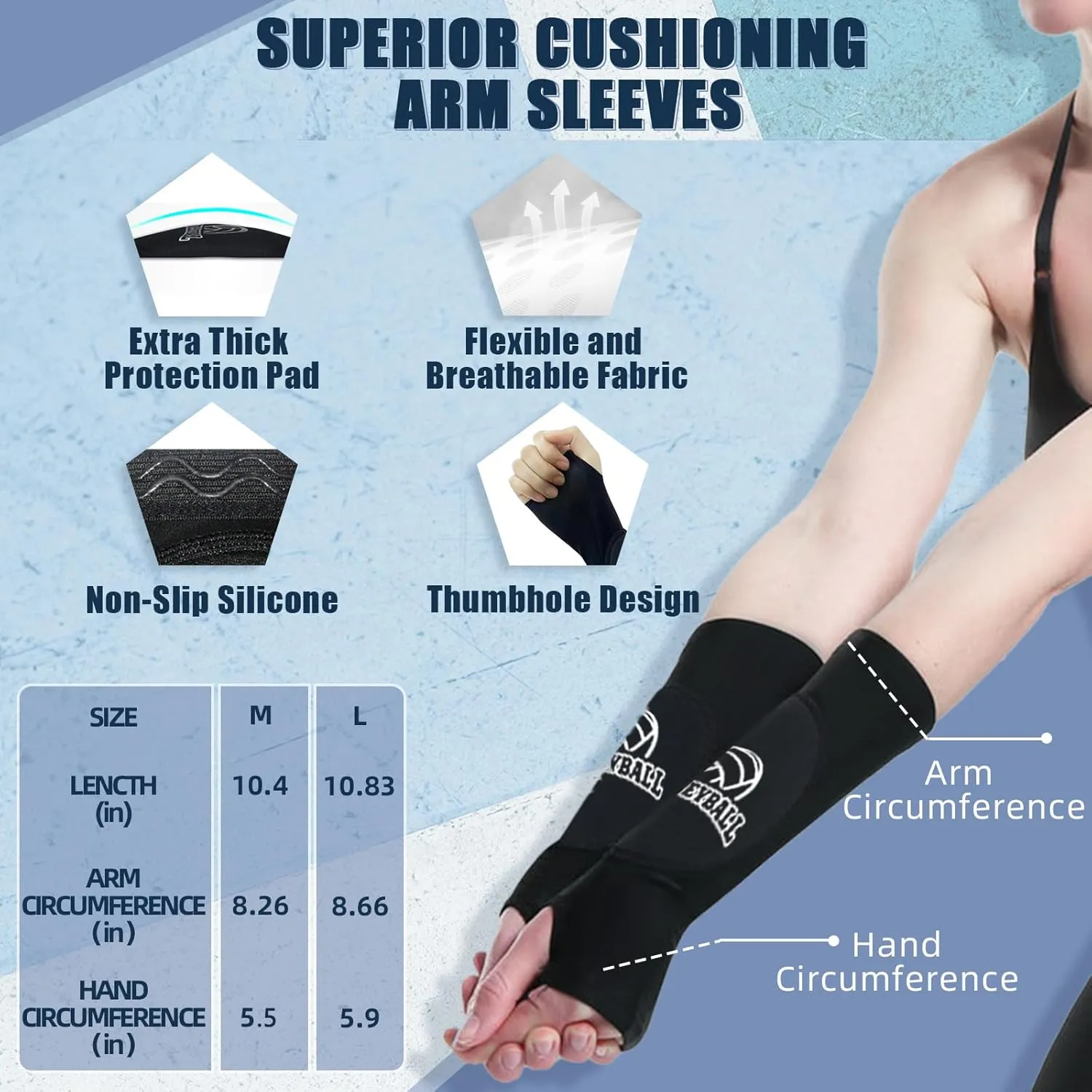 Volleyball Knee Pads Volleyball Arm Sleeves, UMACWIN Volleyball Accessories Set with Knee Pads Arm Pads Sweatband Scrunchie Makeup Bag Cooling Towel and Drawstring Bag for Women Girls Youth