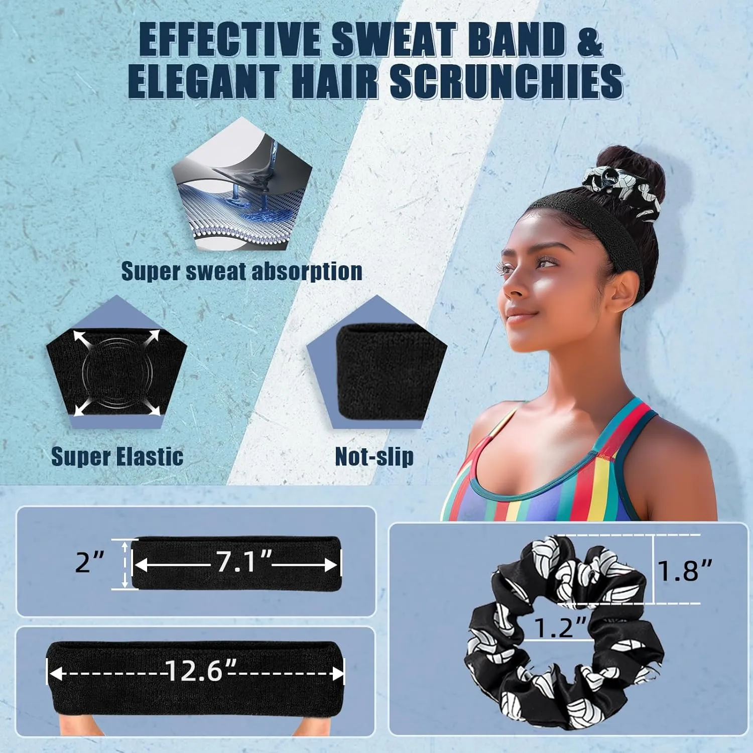 Volleyball Knee Pads Volleyball Arm Sleeves, UMACWIN Volleyball Accessories Set with Knee Pads Arm Pads Sweatband Scrunchie Makeup Bag Cooling Towel and Drawstring Bag for Women Girls Youth
