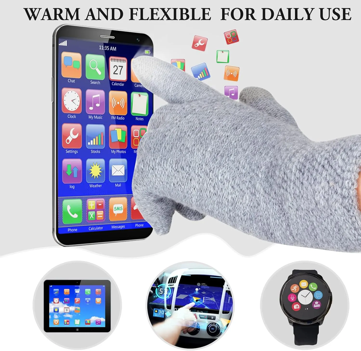 Women Winter Hat Gloves Scarf Set Beanie Warm Fleece Scarves Touchscreen Glove 3 in 1