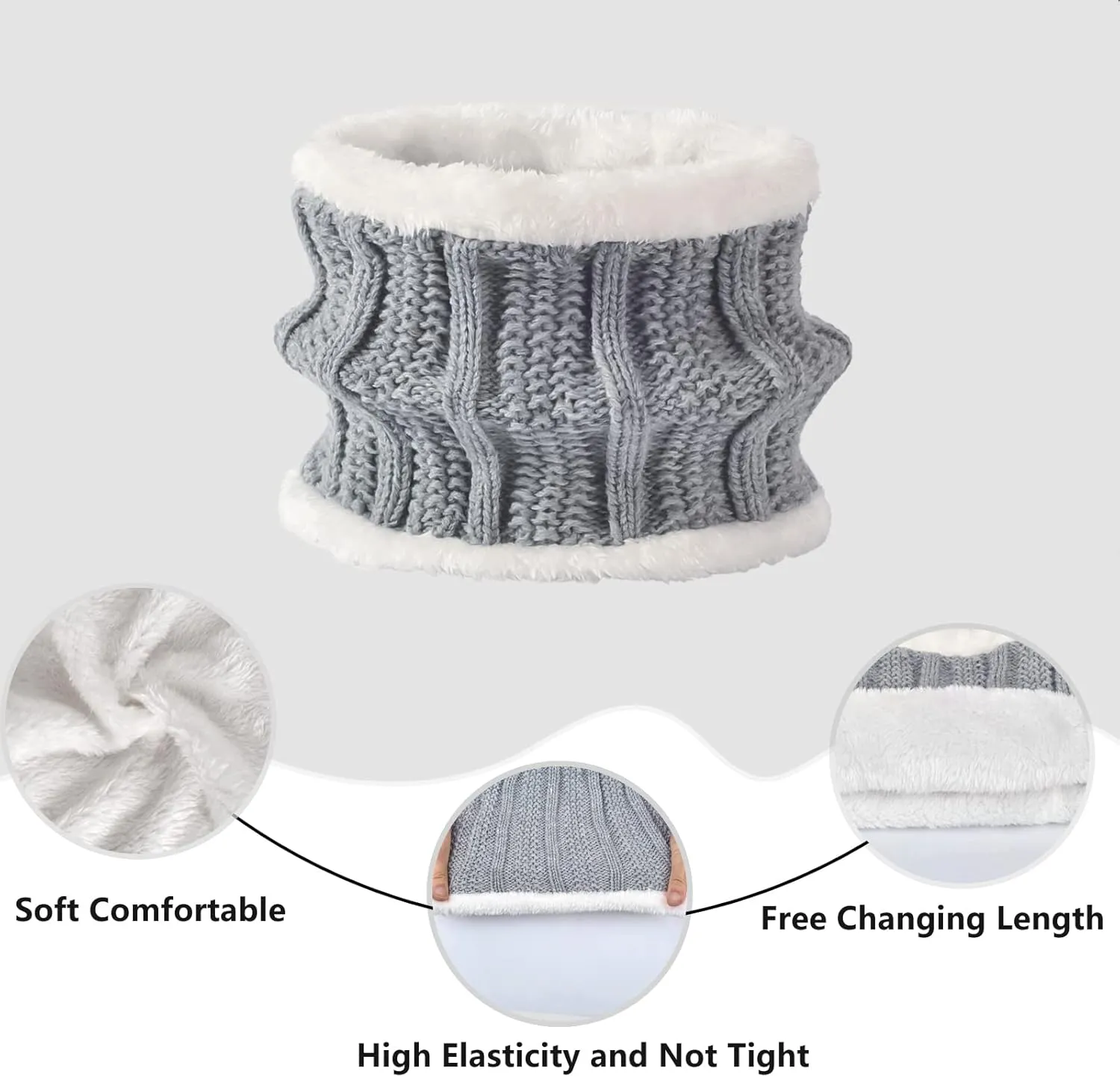 Women Winter Hat Gloves Scarf Set Beanie Warm Fleece Scarves Touchscreen Glove 3 in 1