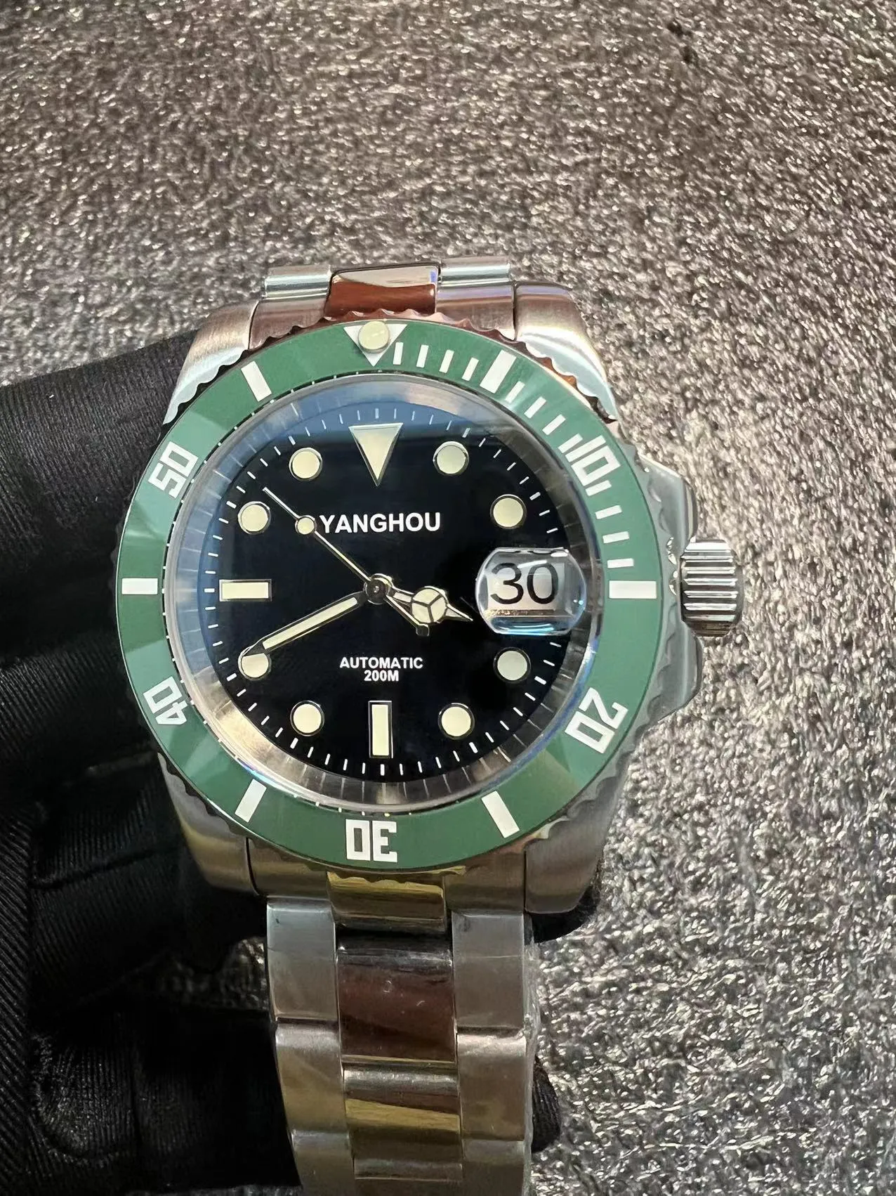 YANGHOU BRAND Men Mechanical Wristwatch black dial green bezel 41mm Stainless Steel Men Watch NH35 Sapphire Glass Men Watches